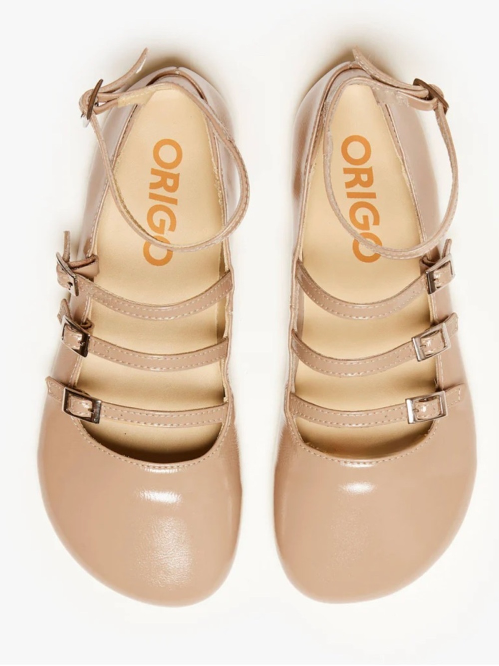 Women's Beige Multi-Strap Mary Jane Flats